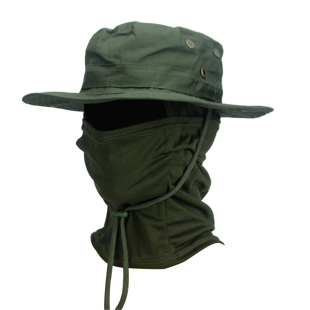 Camouflage Boonie Cap Balaclava Hat Suit Foldable Soft Hat Outdoor Hunting Fishing Wide Brimmed Hat Sunscreen Caps