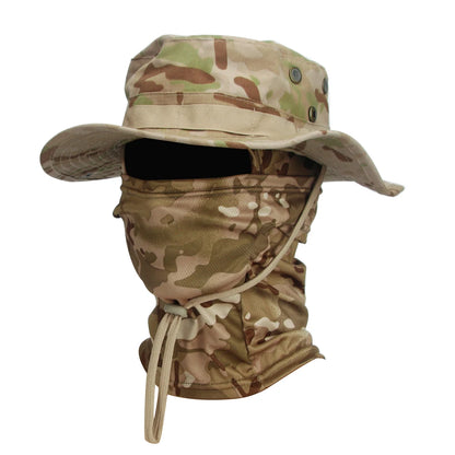 Camouflage Boonie Cap Balaclava Hat Suit Foldable Soft Hat Outdoor Hunting Fishing Wide Brimmed Hat Sunscreen Caps