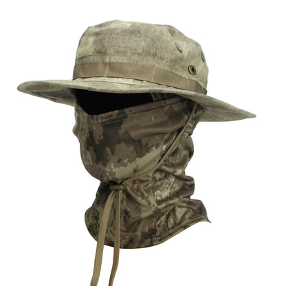 Camouflage Boonie Cap Balaclava Hat Suit Foldable Soft Hat Outdoor Hunting Fishing Wide Brimmed Hat Sunscreen Caps